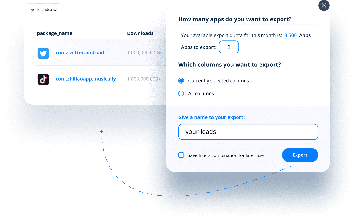 Export App Publisher Leads Into Simple CSV