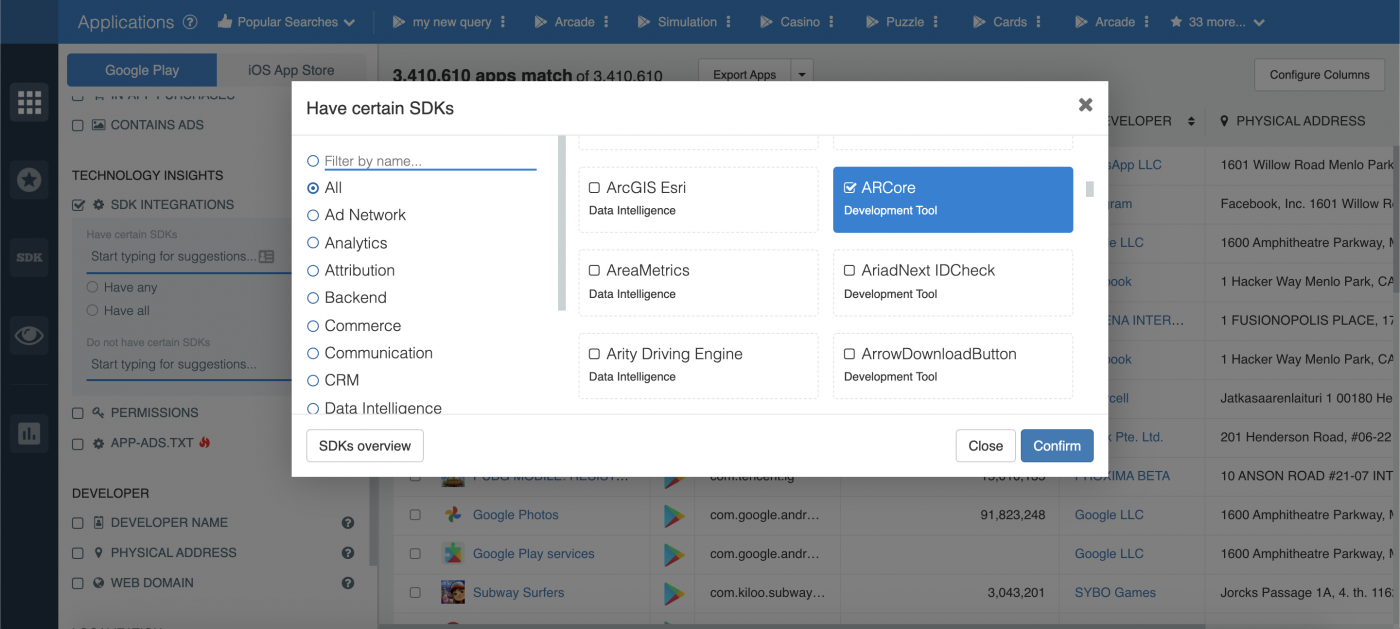 SDK stats.