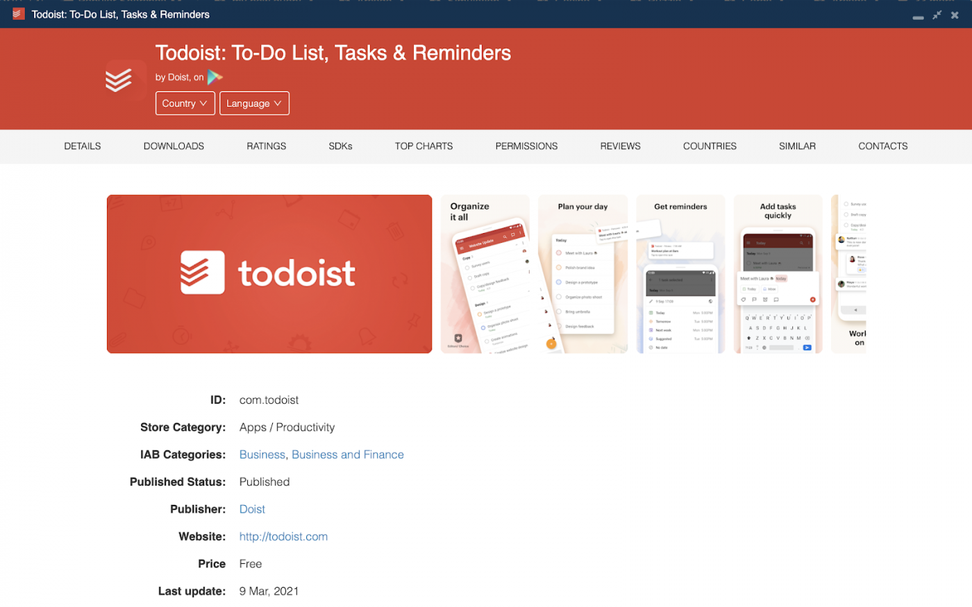 1. Best productivity apps worldwide in 2021 -TODOIST BY DOIST