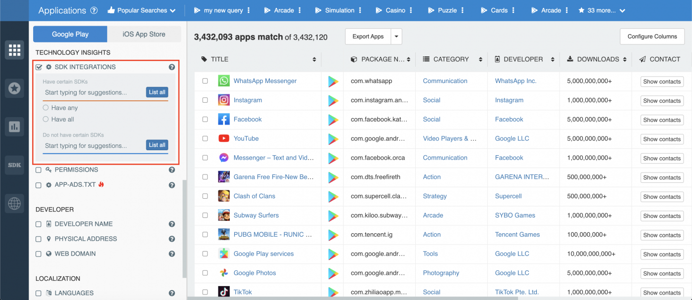 Filter apps by SDKs — X-Mode Controversy.