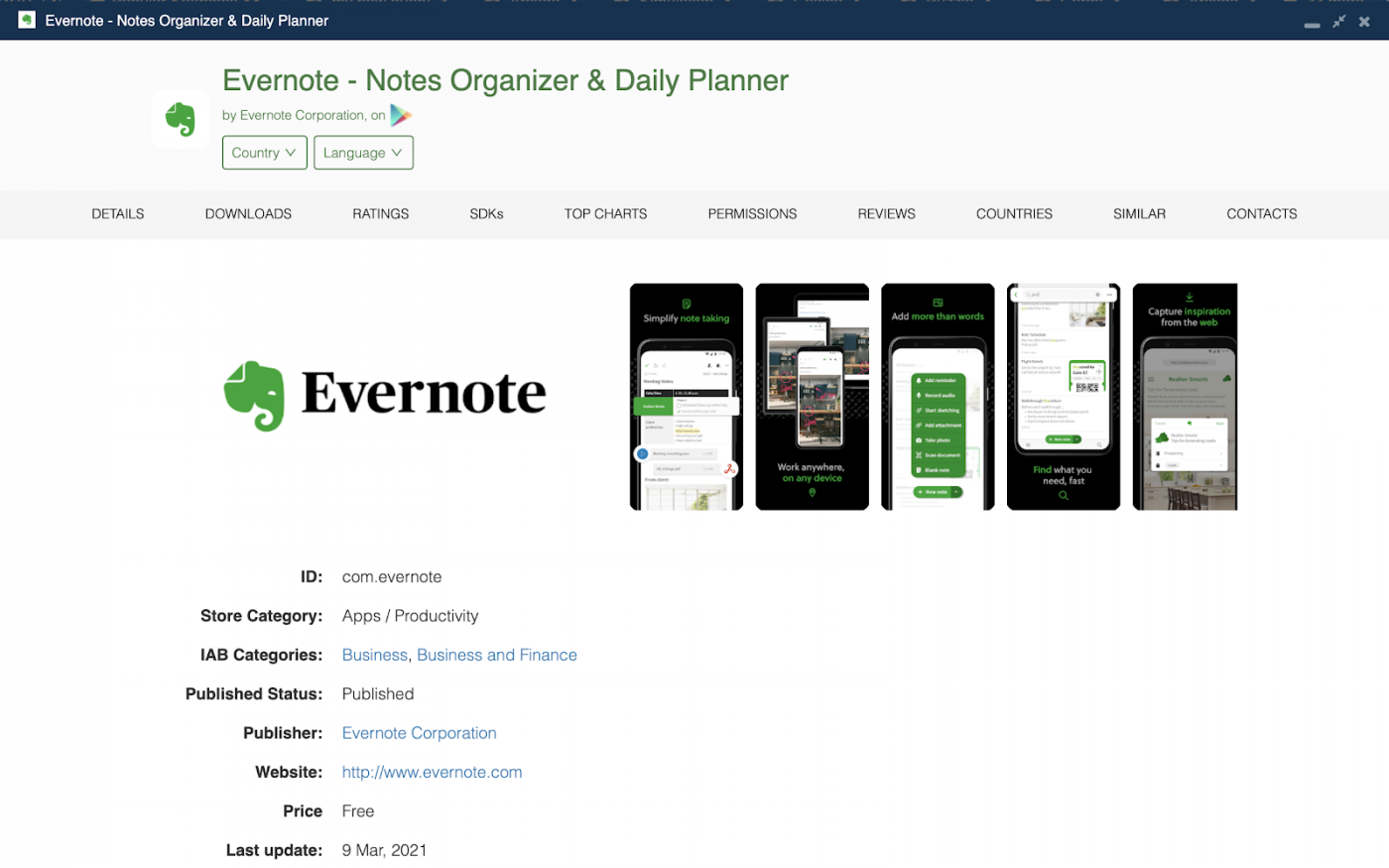 7. Best productivity apps worldwide in 2021 - Evernote