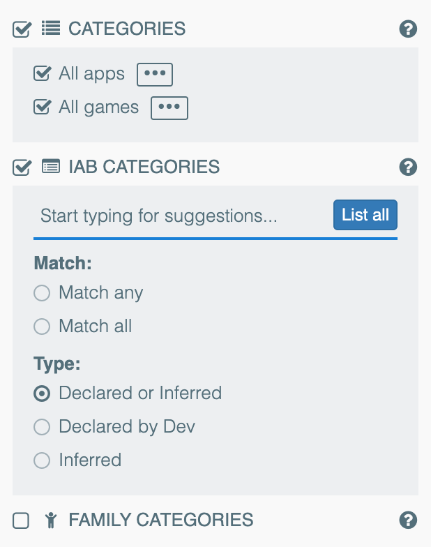Categories, genre, IAB categories — 42matters Explorer
